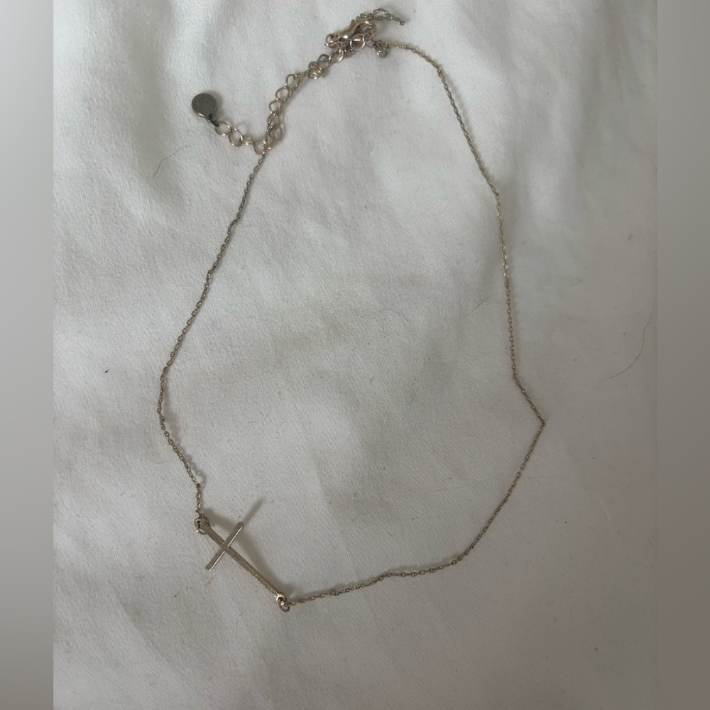 Elegant Gold coloured Cross Necklace
